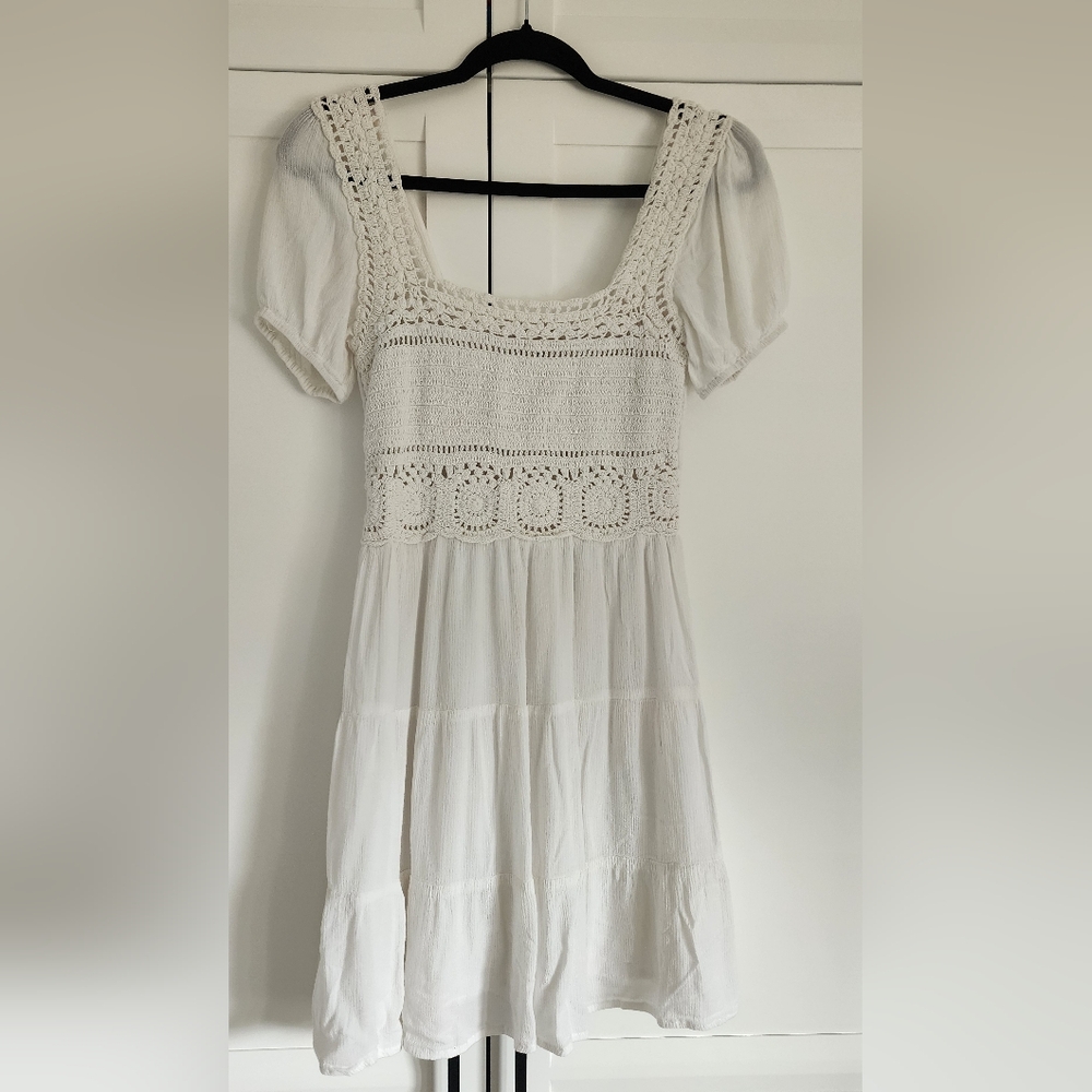 White Crochet Jessica Simpson Dress